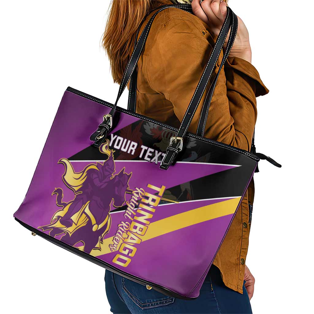 Custom Trinidad and Tobago Cricket Leather Tote Bag Come On Knight Riders Purple Version
