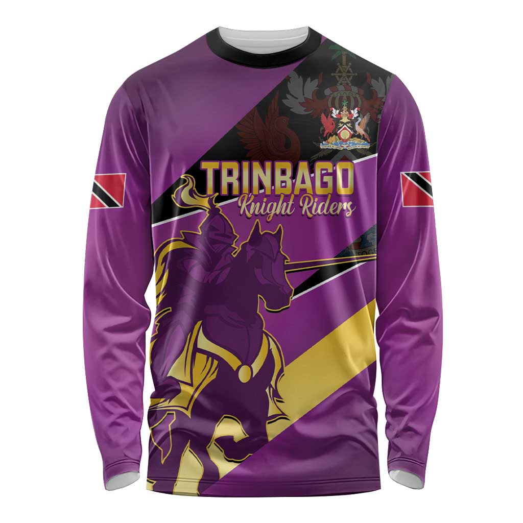 Custom Trinidad and Tobago Cricket Long Sleeve Shirt Come On Knight Riders Purple Version