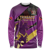 Custom Trinidad and Tobago Cricket Long Sleeve Shirt Come On Knight Riders Purple Version