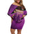 Custom Trinidad and Tobago Cricket Off Shoulder Short Dress Come On Knight Riders Purple Version