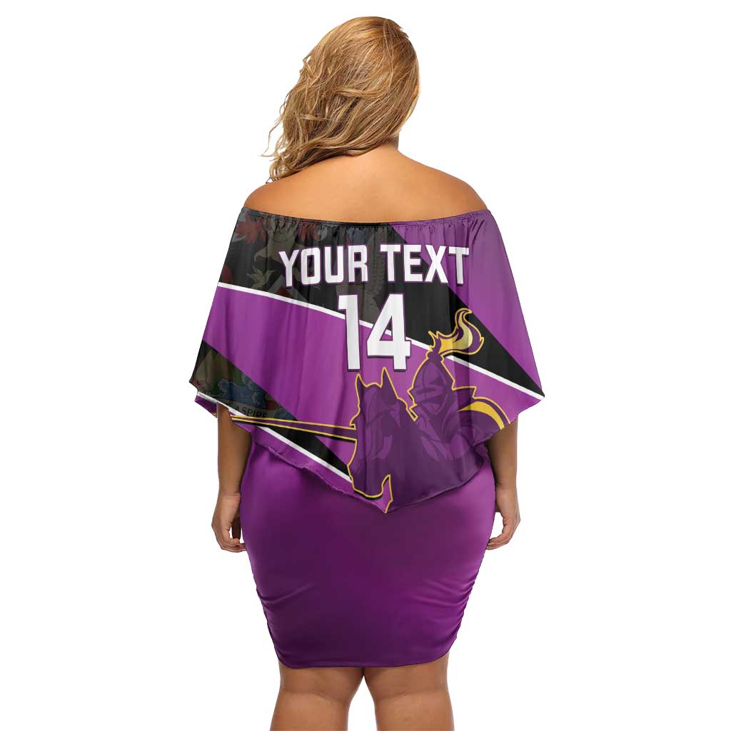 Custom Trinidad and Tobago Cricket Off Shoulder Short Dress Come On Knight Riders Purple Version