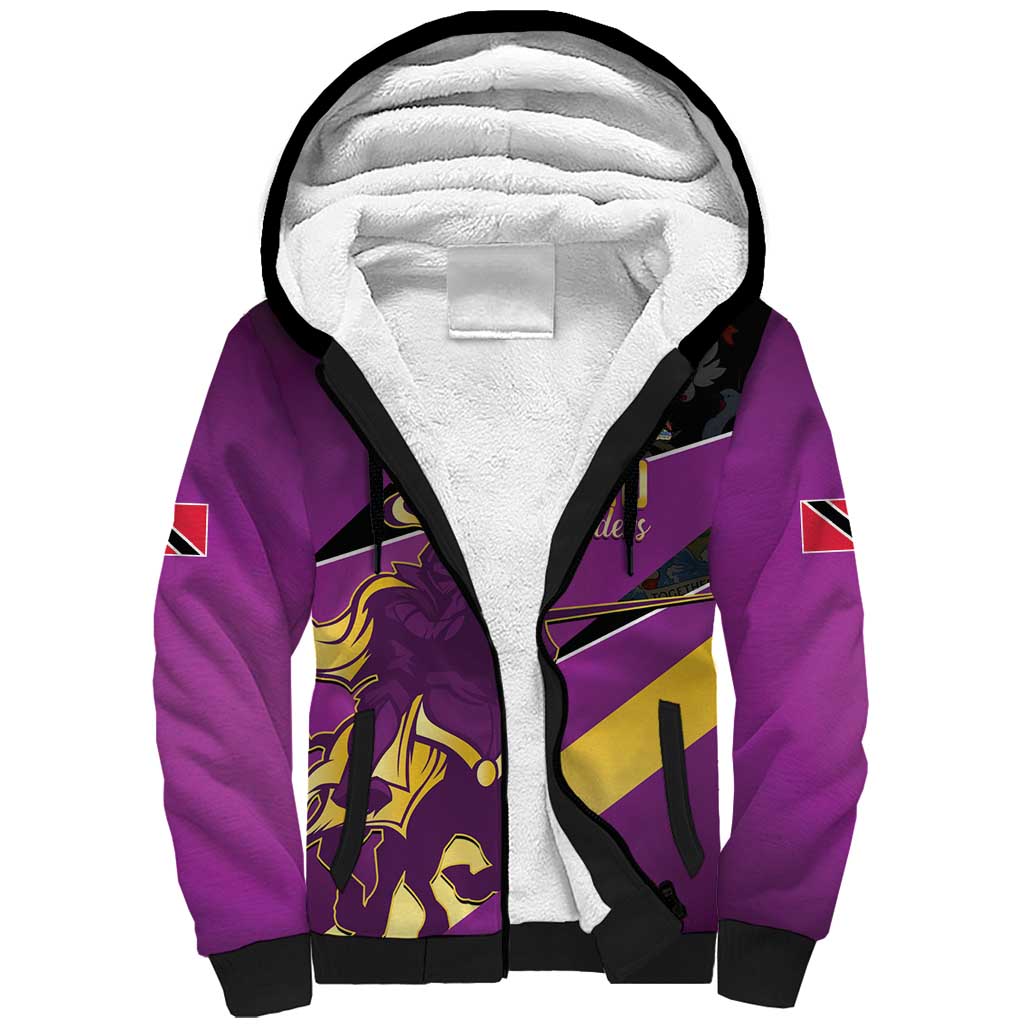 Custom Trinidad and Tobago Cricket Sherpa Hoodie Come On Knight Riders Purple Version