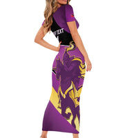 Custom Trinidad and Tobago Cricket Short Sleeve Bodycon Dress Come On Knight Riders Purple Version
