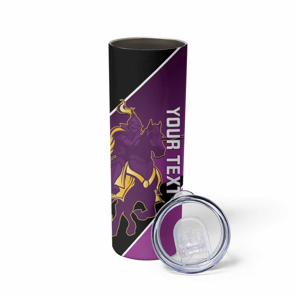 Custom Trinidad and Tobago Cricket Skinny Tumbler Come On Knight Riders Purple Version