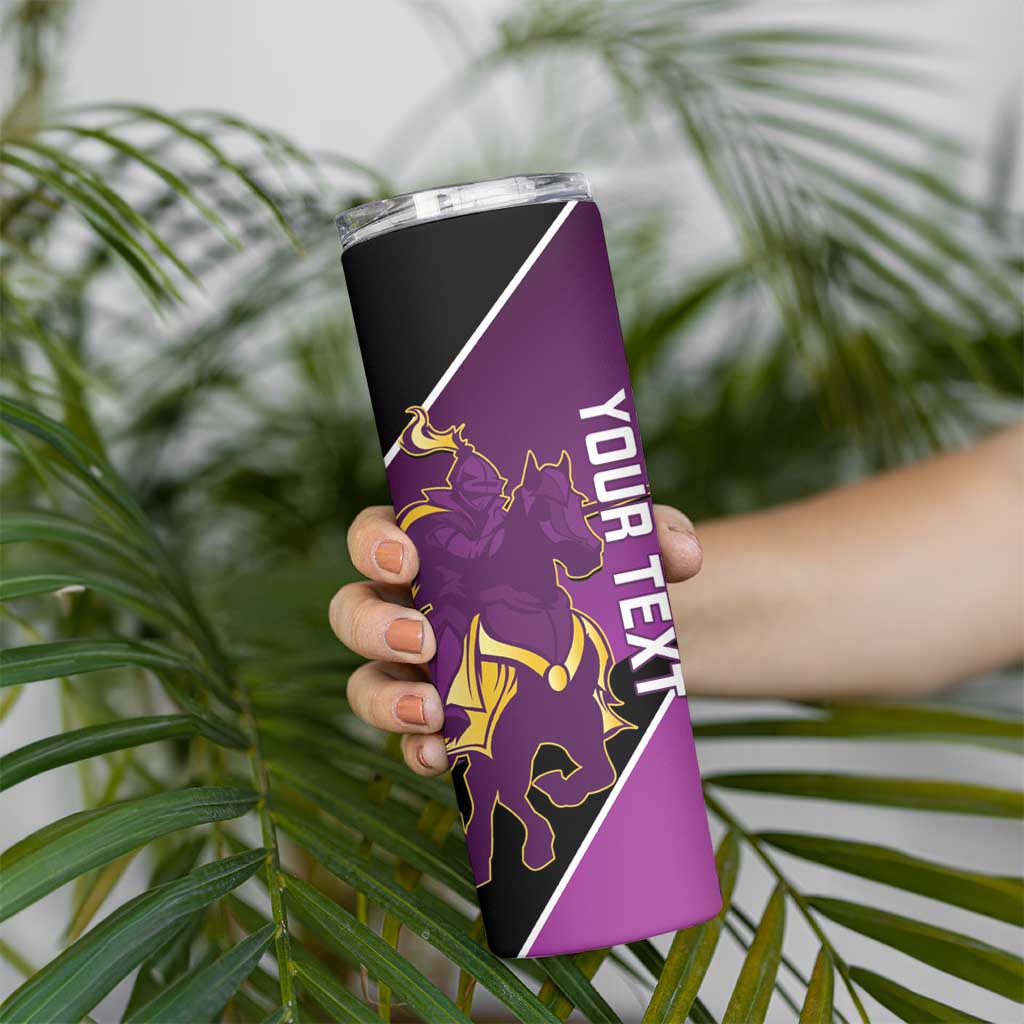 Custom Trinidad and Tobago Cricket Skinny Tumbler Come On Knight Riders Purple Version
