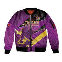 Custom Trinidad and Tobago Cricket Sleeve Zip Bomber Jacket Come On Knight Riders Purple Version