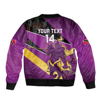 Custom Trinidad and Tobago Cricket Sleeve Zip Bomber Jacket Come On Knight Riders Purple Version