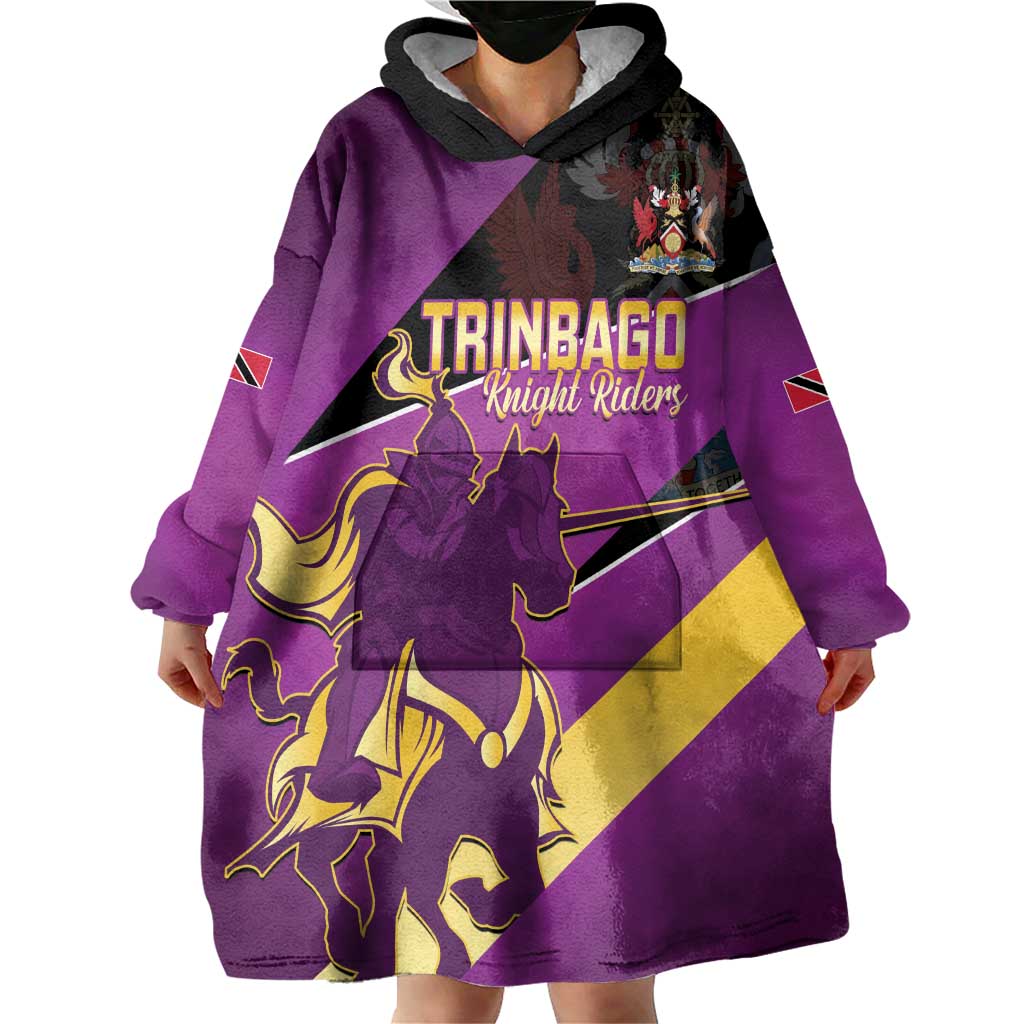 Custom Trinidad and Tobago Cricket Wearable Blanket Hoodie Come On Knight Riders Purple Version
