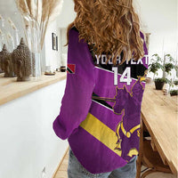 Custom Trinidad and Tobago Cricket Women Casual Shirt Come On Knight Riders Purple Version