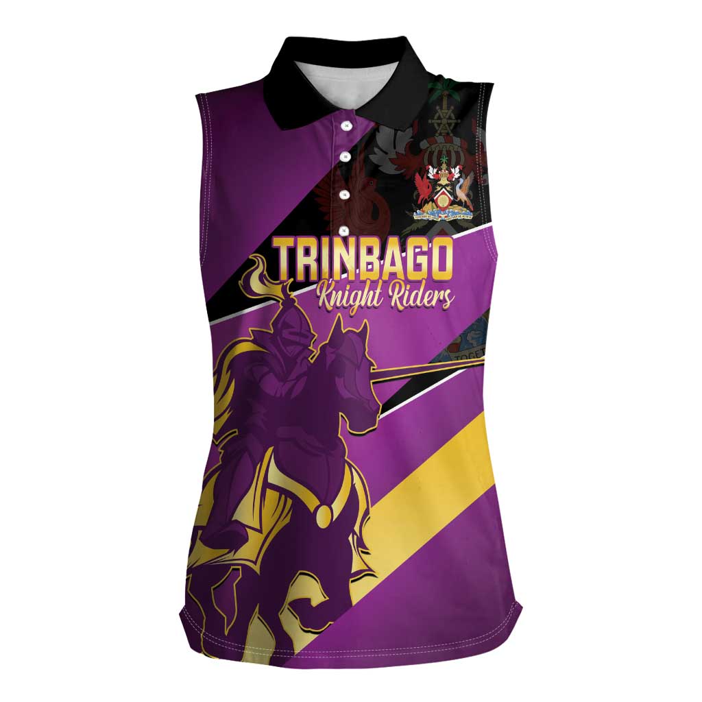 Custom Trinidad and Tobago Cricket Women Sleeveless Polo Shirt Come On Knight Riders Purple Version