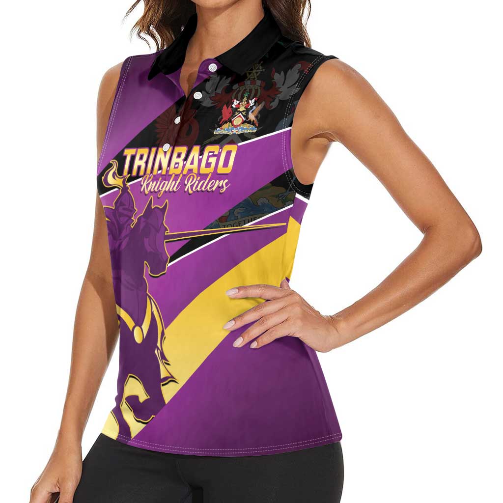 Custom Trinidad and Tobago Cricket Women Sleeveless Polo Shirt Come On Knight Riders Purple Version