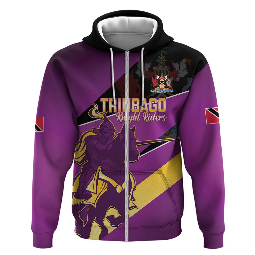 Custom Trinidad and Tobago Cricket Zip Hoodie Come On Knight Riders Purple Version