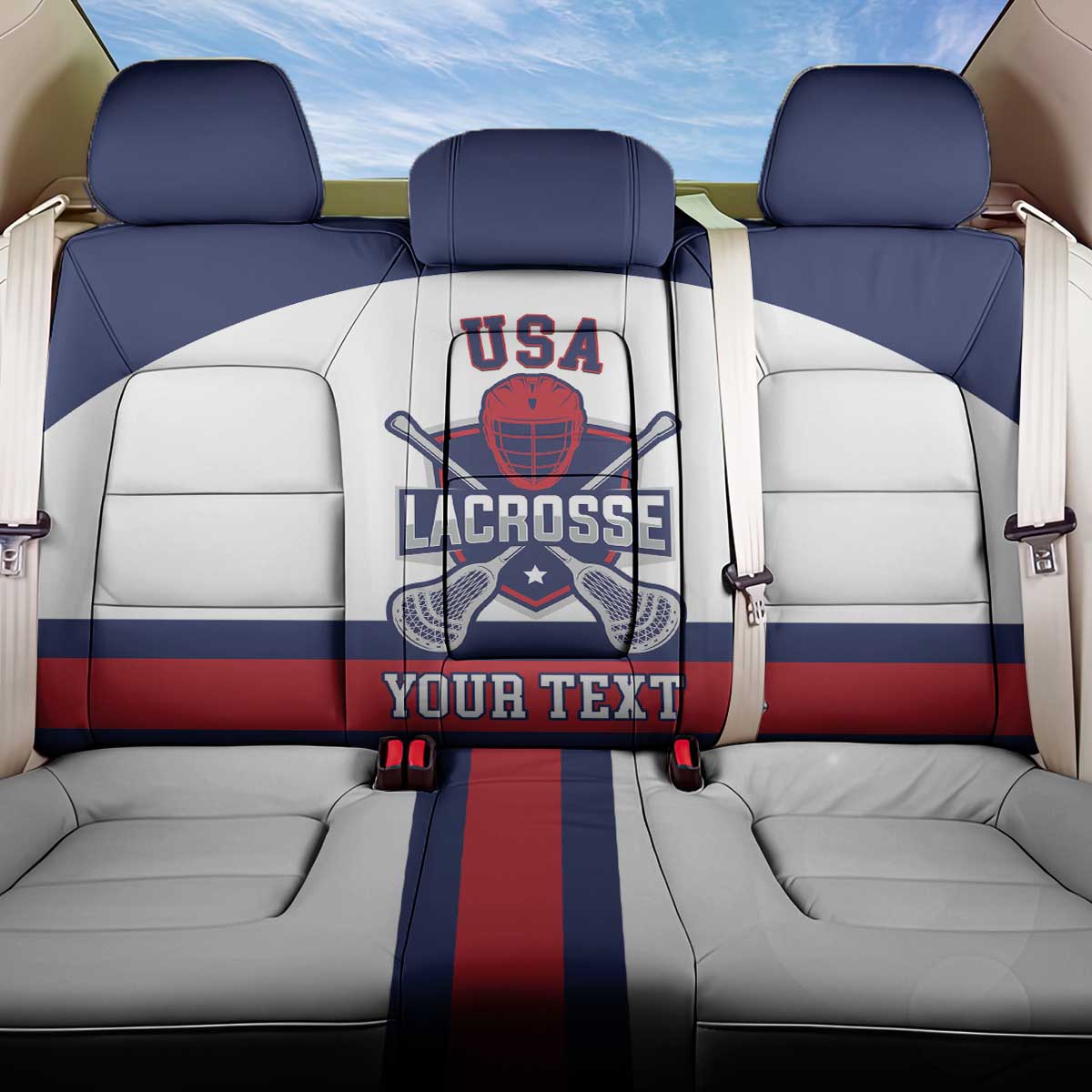 Custom United States Lacrosse Back Car Seat Cover Go Champions White Version