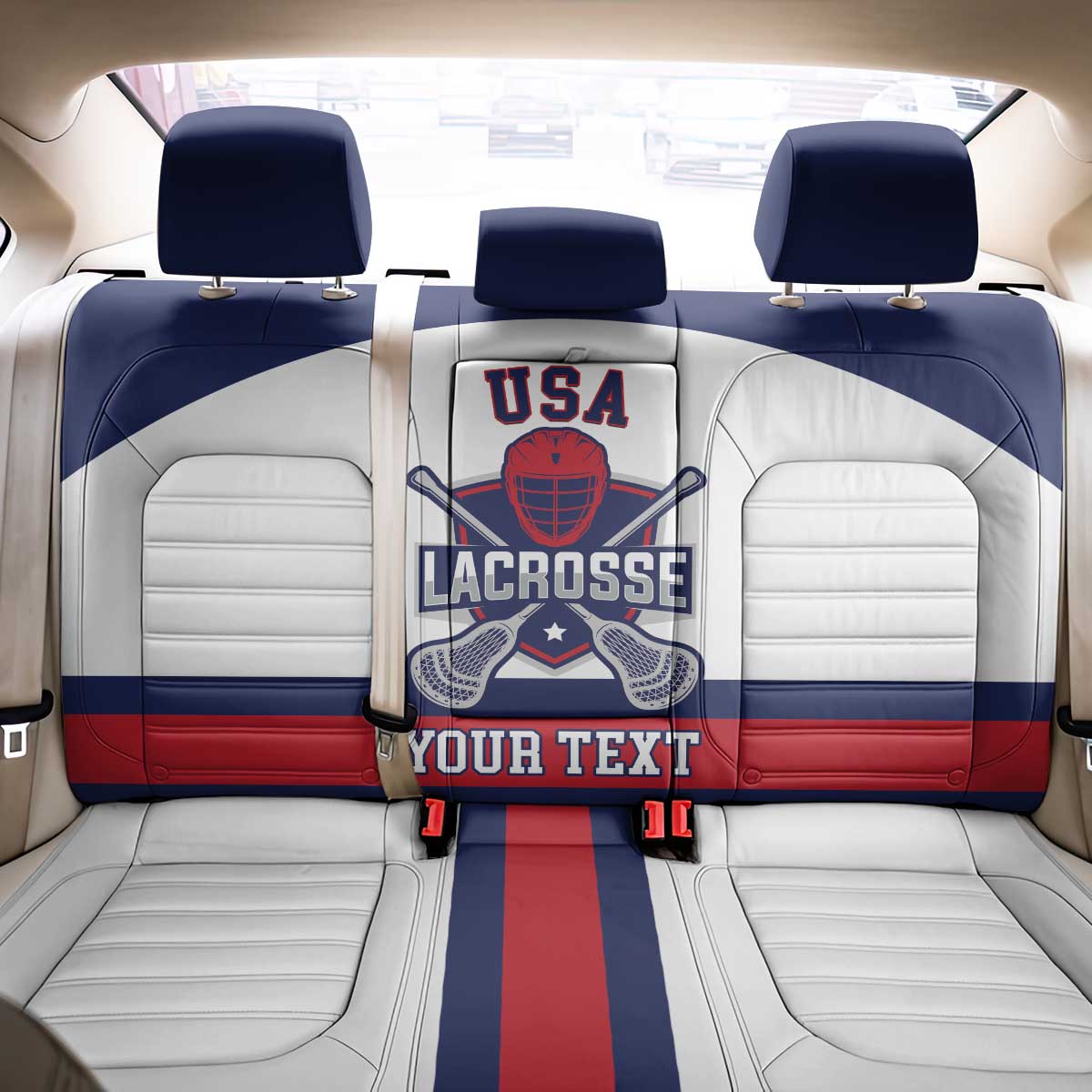 Custom United States Lacrosse Back Car Seat Cover Go Champions White Version