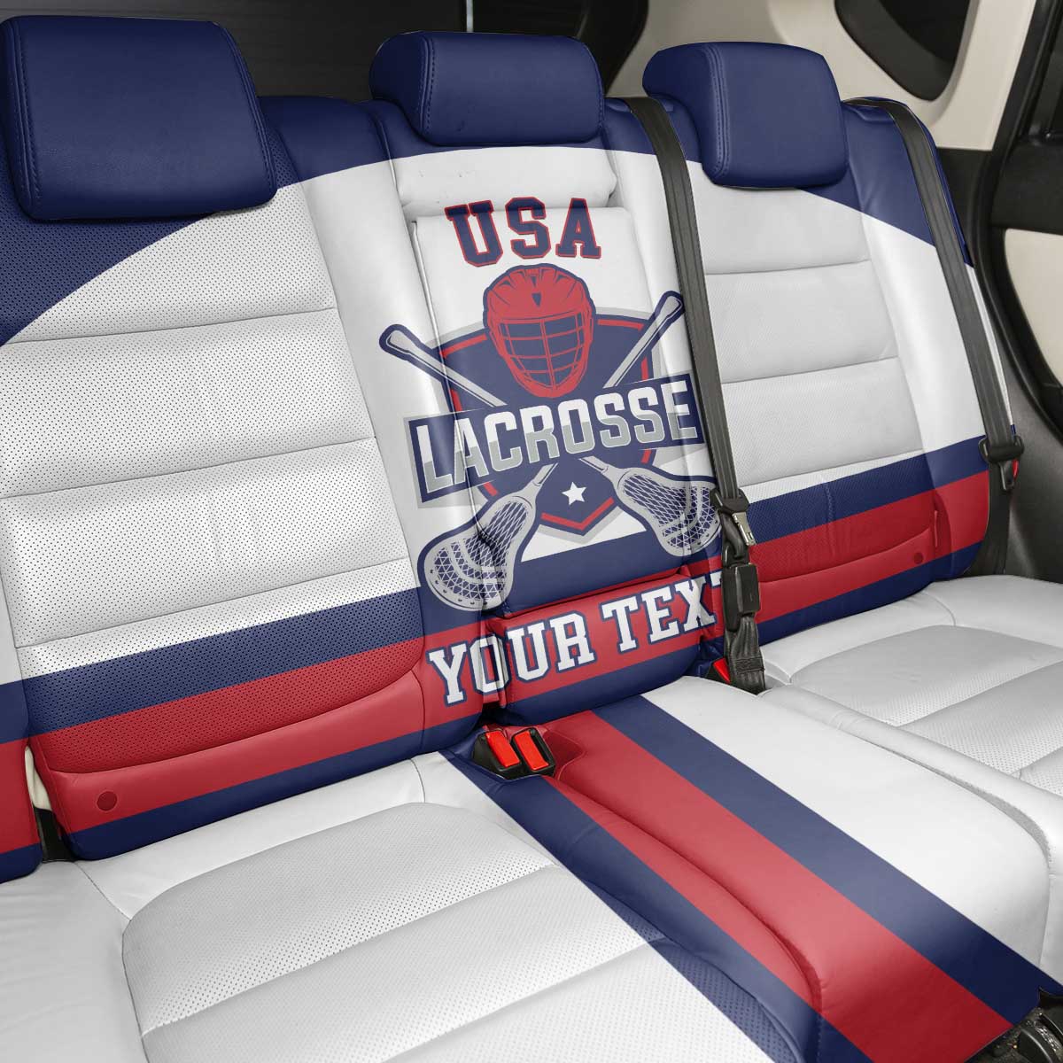 Custom United States Lacrosse Back Car Seat Cover Go Champions White Version