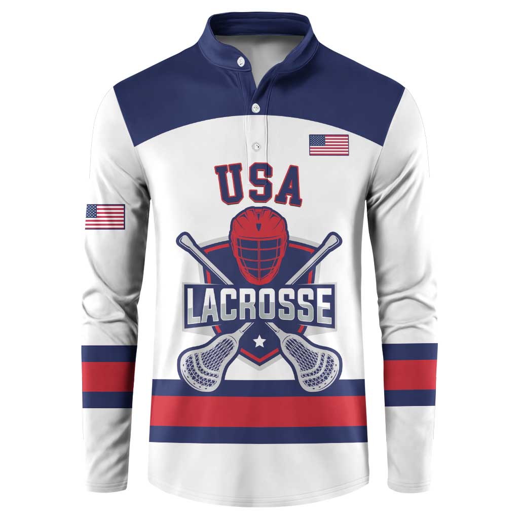 Custom United States Lacrosse Button Sweatshirt Go Champions White Version