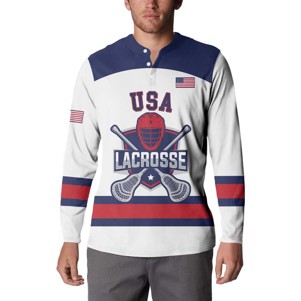 Custom United States Lacrosse Button Sweatshirt Go Champions White Version