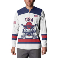 Custom United States Lacrosse Button Sweatshirt Go Champions White Version