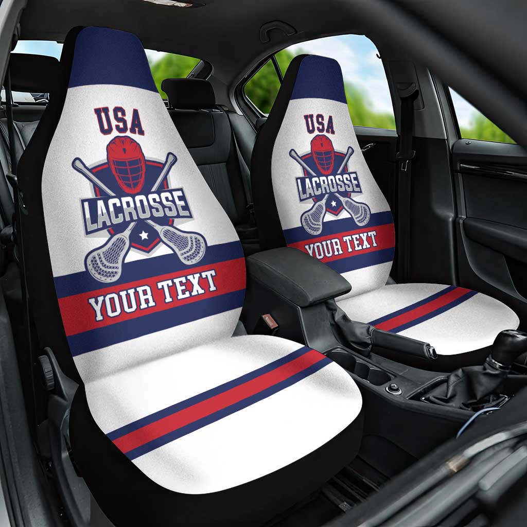 Custom United States Lacrosse Car Seat Cover Go Champions White Version