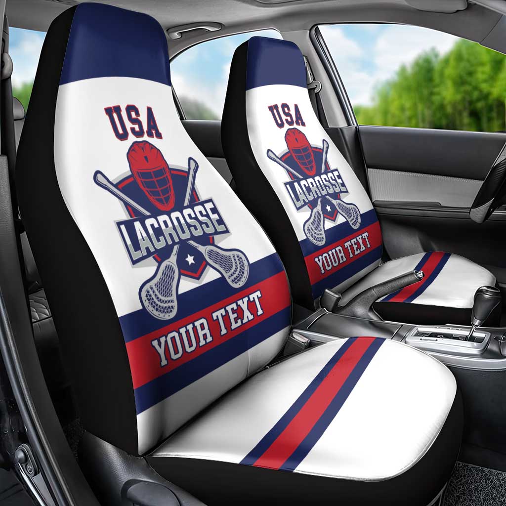 Custom United States Lacrosse Car Seat Cover Go Champions White Version