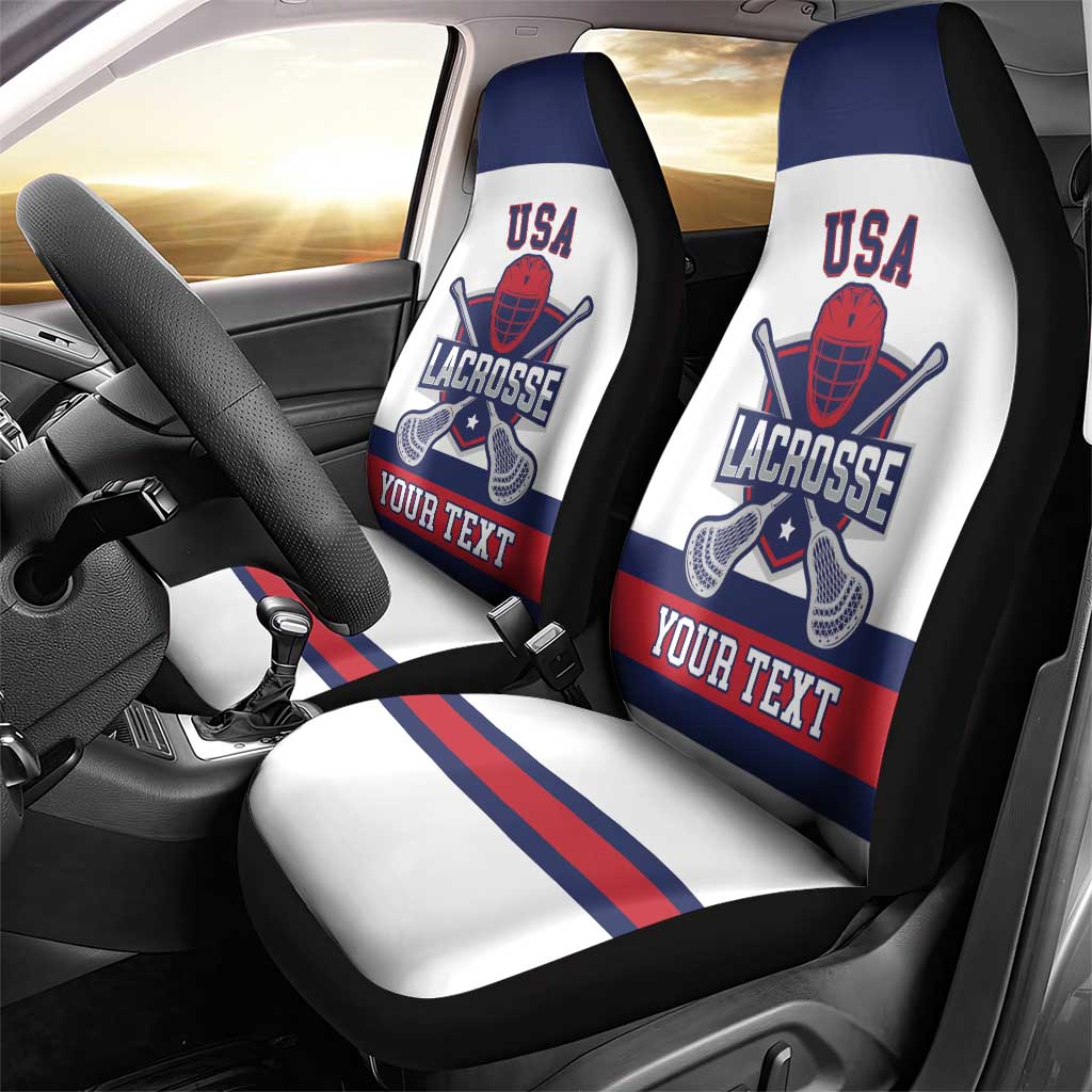Custom United States Lacrosse Car Seat Cover Go Champions White Version