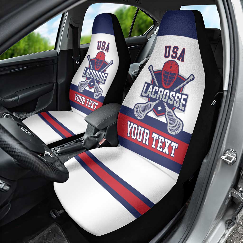 Custom United States Lacrosse Car Seat Cover Go Champions White Version