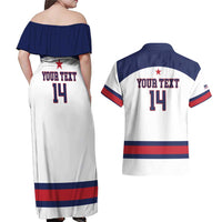 Custom United States Lacrosse Couples Matching Off Shoulder Maxi Dress and Hawaiian Shirt Go Champions White Version