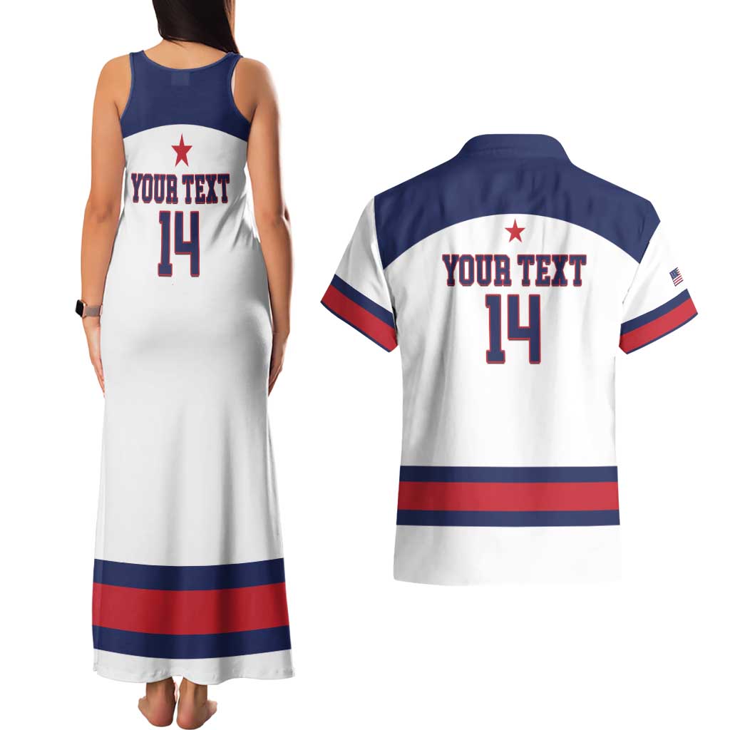 Custom United States Lacrosse Couples Matching Tank Maxi Dress and Hawaiian Shirt Go Champions White Version
