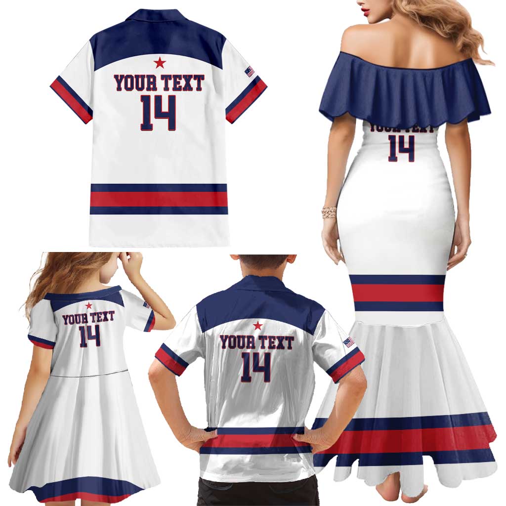 Custom United States Lacrosse Family Matching Mermaid Dress and Hawaiian Shirt Go Champions White Version