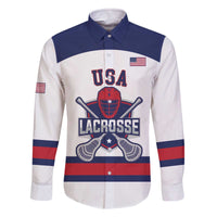 Custom United States Lacrosse Family Matching Off The Shoulder Long Sleeve Dress and Hawaiian Shirt Go Champions White Version