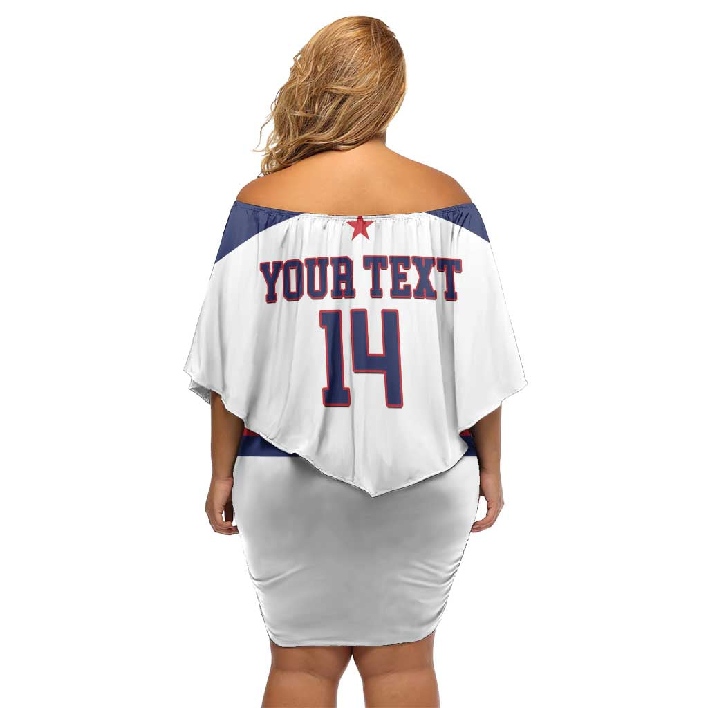 Custom United States Lacrosse Family Matching Off Shoulder Short Dress and Hawaiian Shirt Go Champions White Version