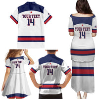 Custom United States Lacrosse Family Matching Puletasi and Hawaiian Shirt Go Champions White Version