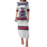 Custom United States Lacrosse Family Matching Puletasi and Hawaiian Shirt Go Champions White Version