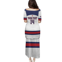 Custom United States Lacrosse Family Matching Puletasi and Hawaiian Shirt Go Champions White Version