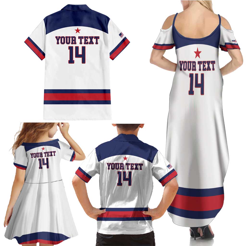 Custom United States Lacrosse Family Matching Summer Maxi Dress and Hawaiian Shirt Go Champions White Version