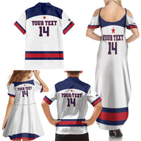 Custom United States Lacrosse Family Matching Summer Maxi Dress and Hawaiian Shirt Go Champions White Version