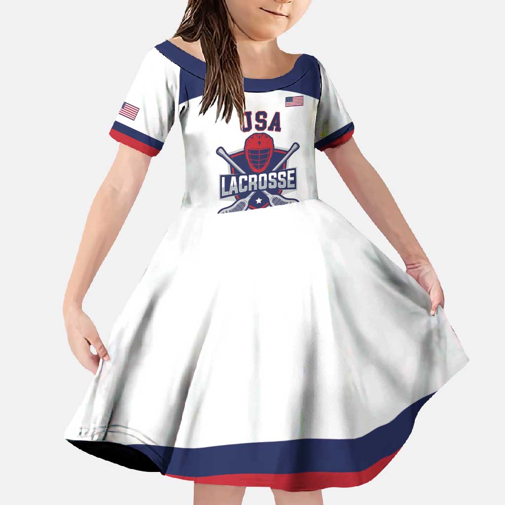 Custom United States Lacrosse Family Matching Tank Maxi Dress and Hawaiian Shirt Go Champions White Version
