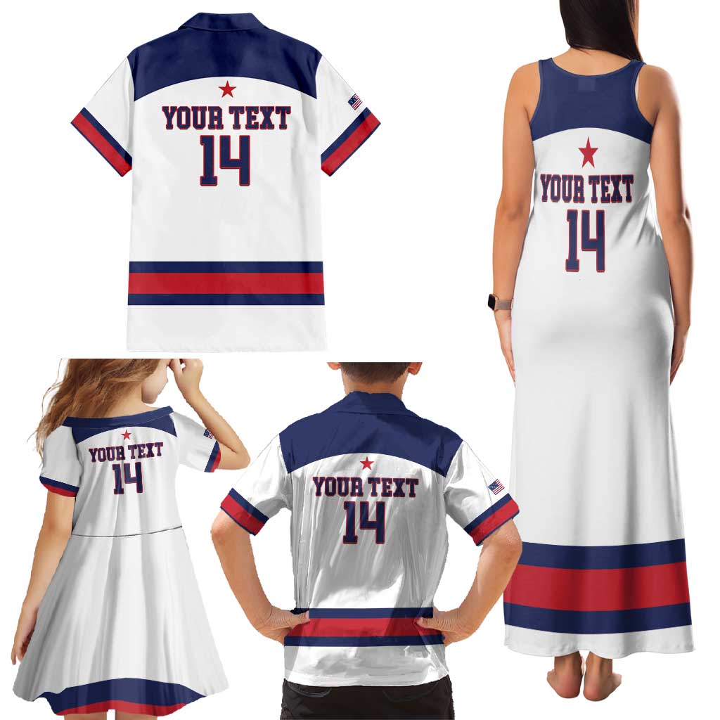 Custom United States Lacrosse Family Matching Tank Maxi Dress and Hawaiian Shirt Go Champions White Version