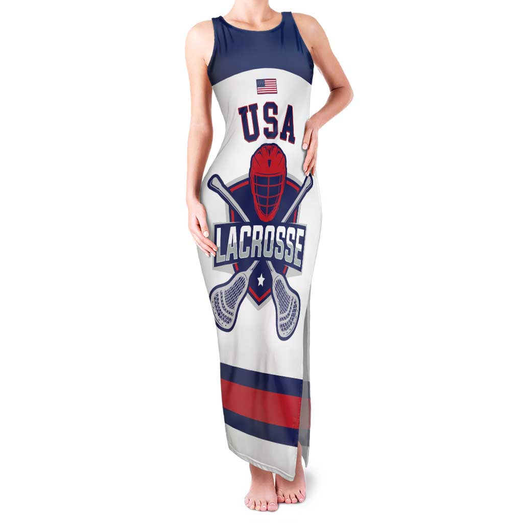 Custom United States Lacrosse Family Matching Tank Maxi Dress and Hawaiian Shirt Go Champions White Version