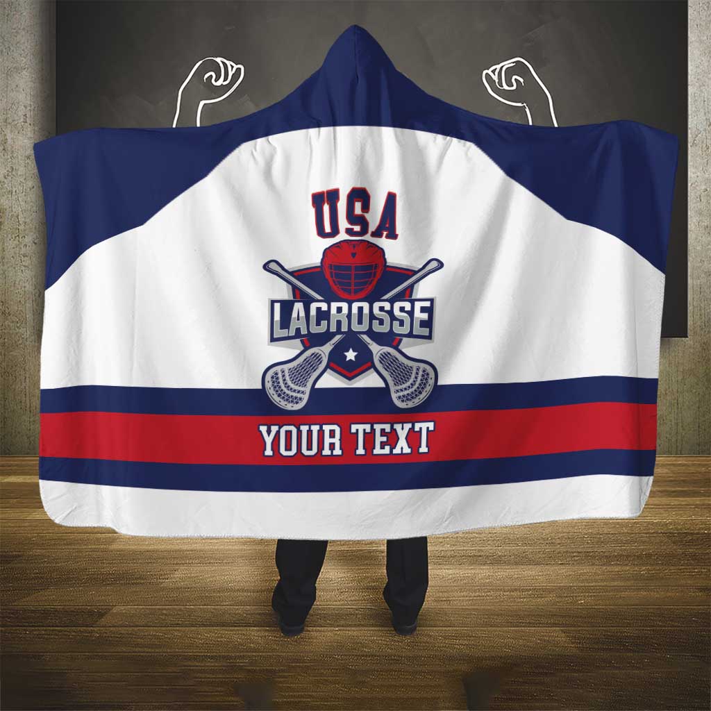 Custom United States Lacrosse Hooded Blanket Go Champions White Version