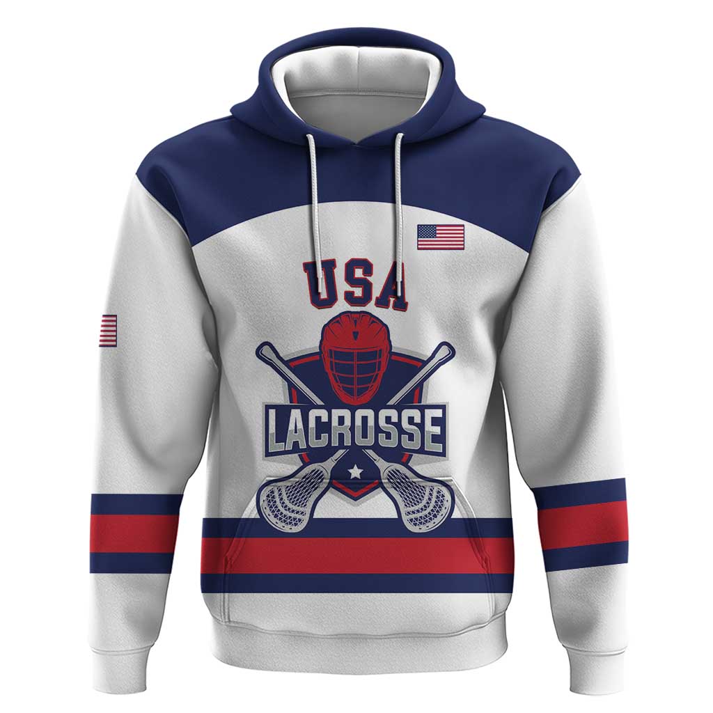 Custom United States Lacrosse Hoodie Go Champions White Version