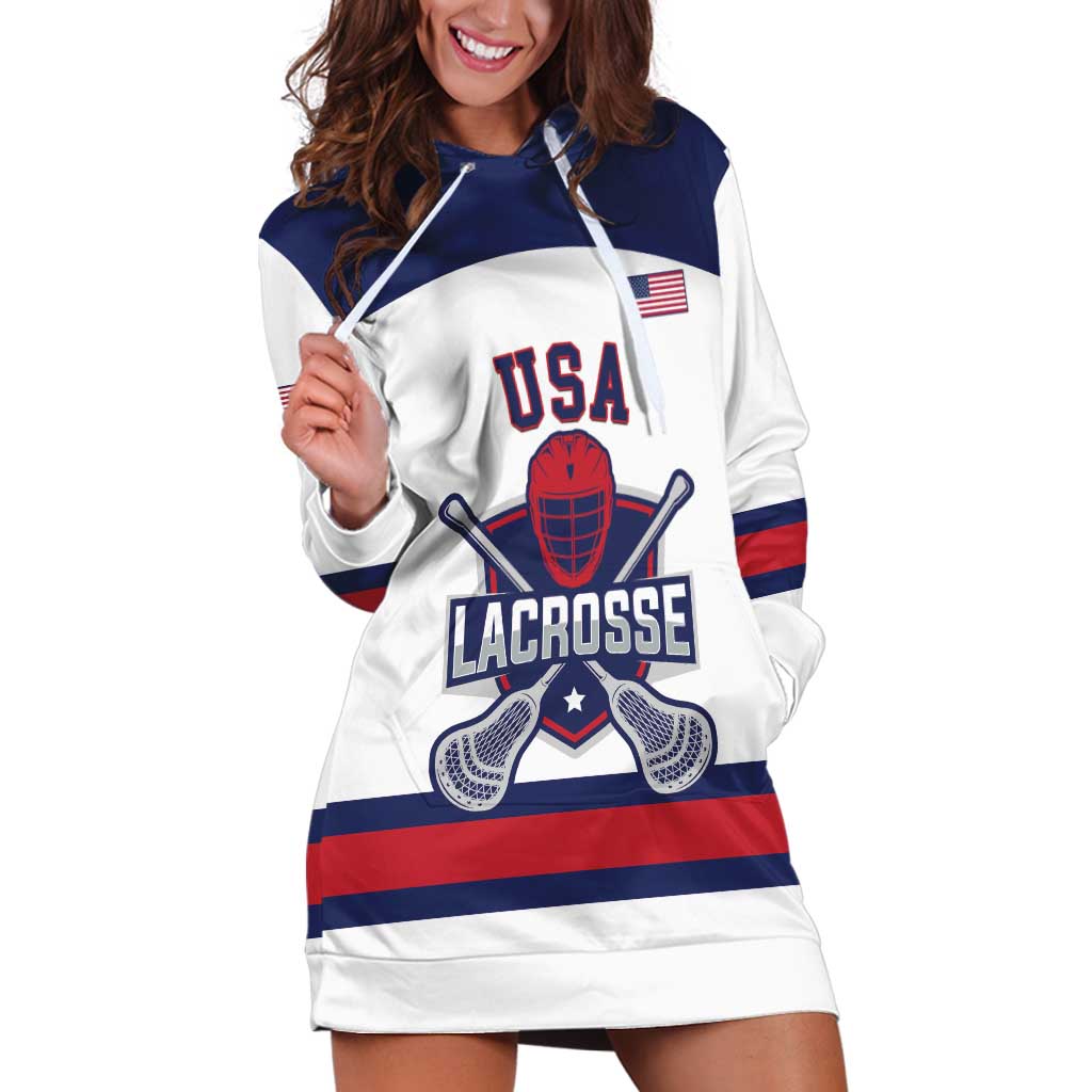 Custom United States Lacrosse Hoodie Dress Go Champions White Version