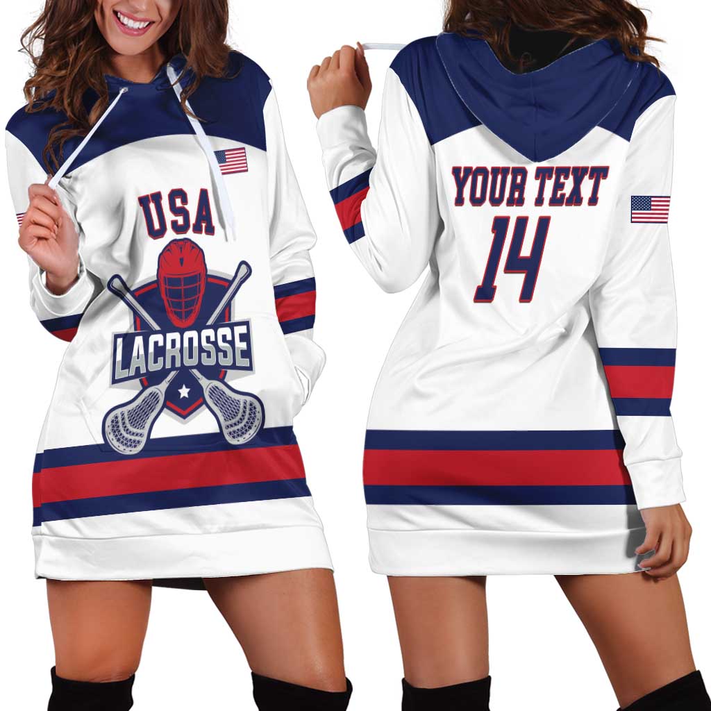 Custom United States Lacrosse Hoodie Dress Go Champions White Version
