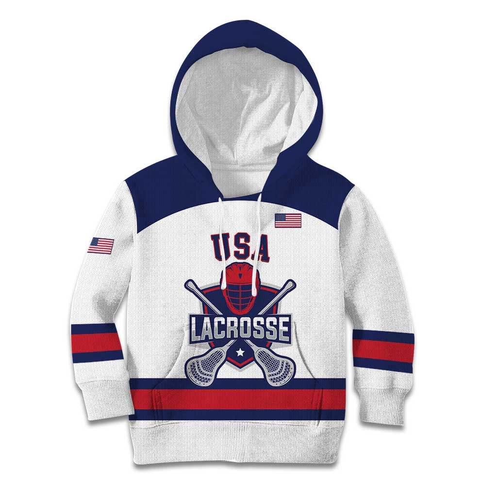 Custom United States Lacrosse Kid Hoodie Go Champions White Version
