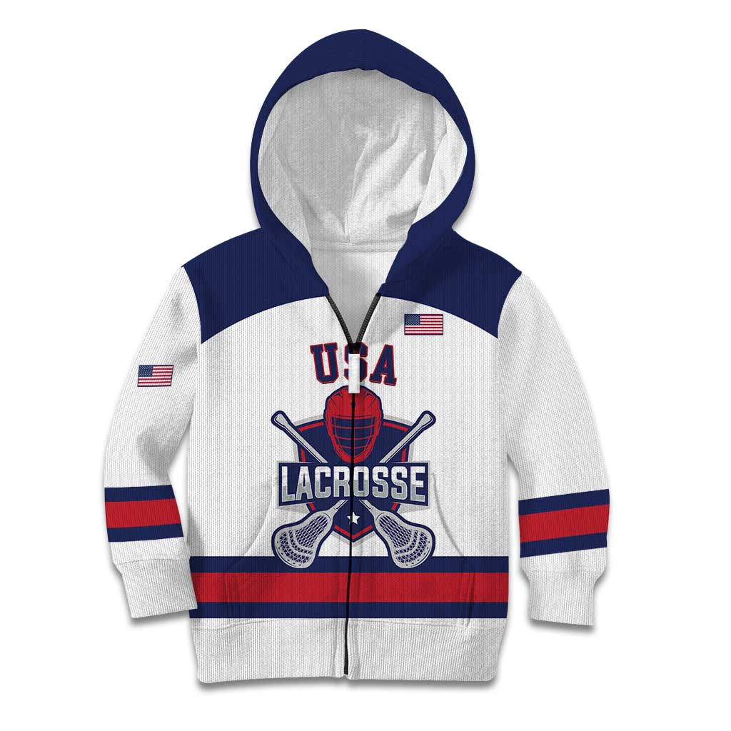 Custom United States Lacrosse Kid Hoodie Go Champions White Version
