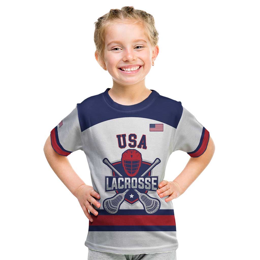 Custom United States Lacrosse Kid T Shirt Go Champions White Version