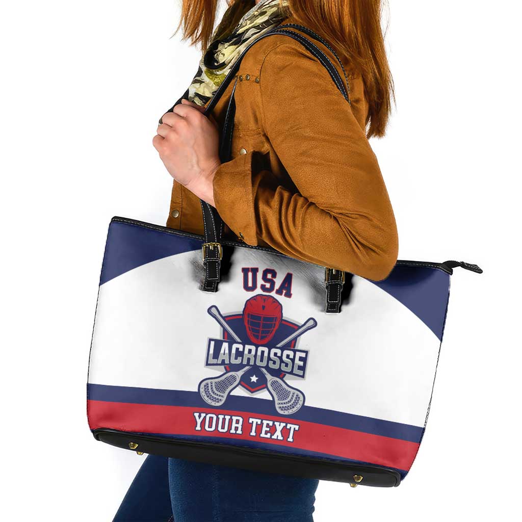 Custom United States Lacrosse Leather Tote Bag Go Champions White Version