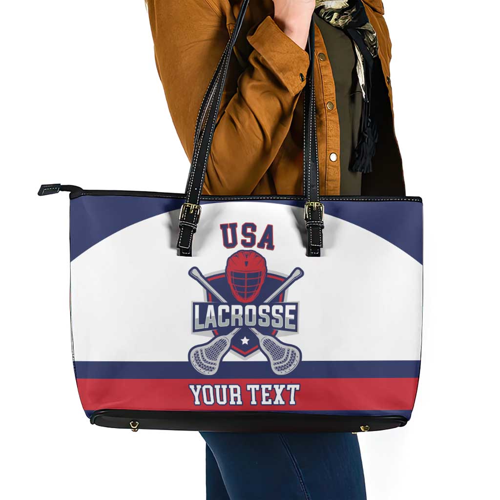 Custom United States Lacrosse Leather Tote Bag Go Champions White Version