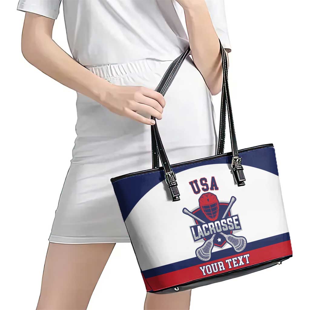 Custom United States Lacrosse Leather Tote Bag Go Champions White Version