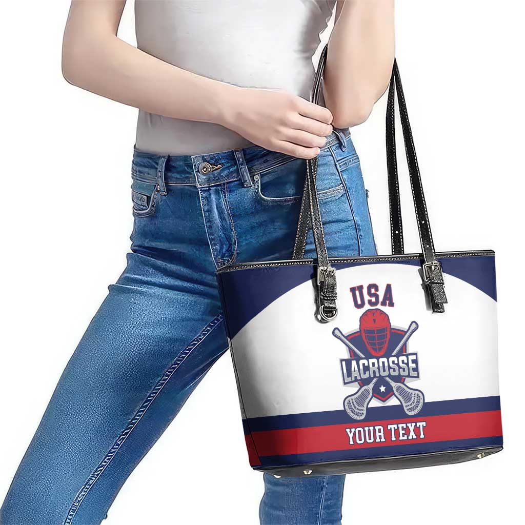 Custom United States Lacrosse Leather Tote Bag Go Champions White Version